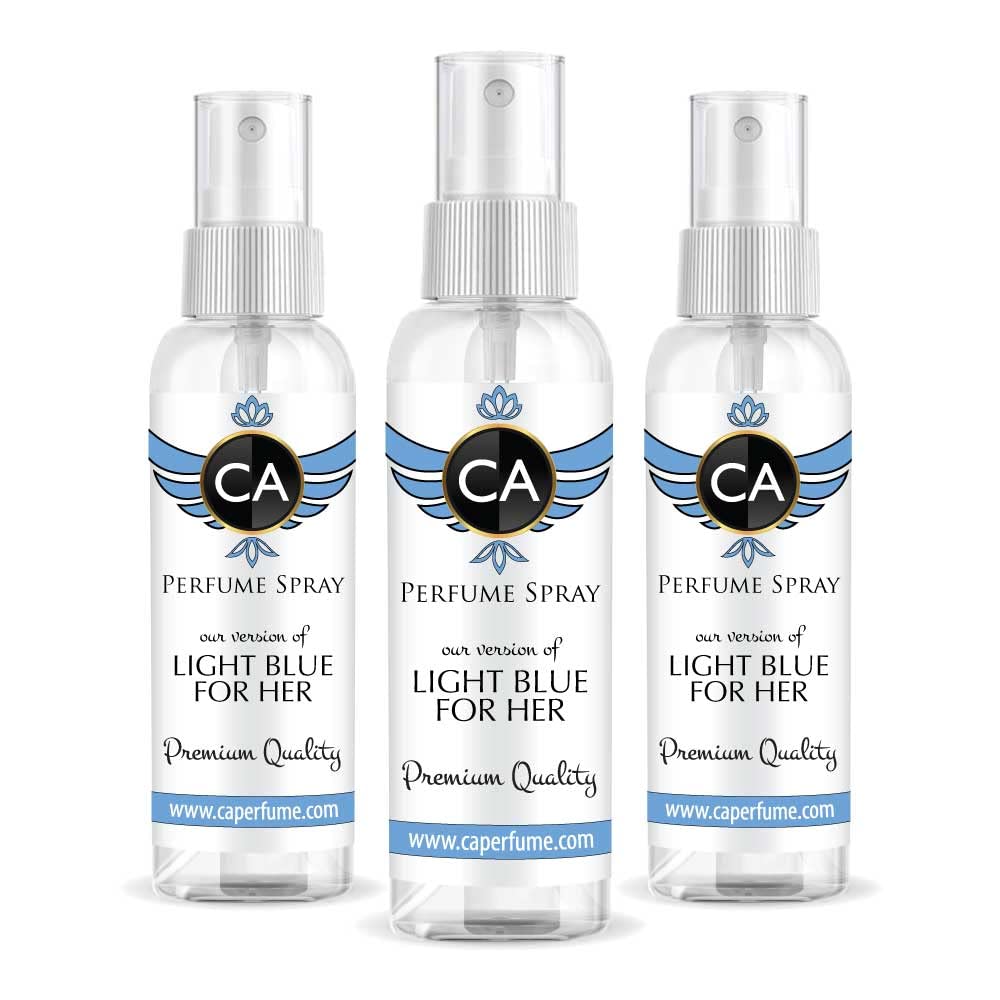 CA Perfume Eco Refill Impression of Light Blue For Her For Women Fragrance Eau de Parfum Spray Refillable Bottle 2 Fl Oz/60ml-X3