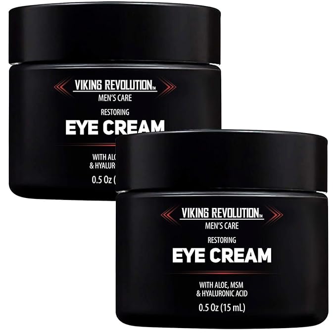 Viking Revolution Natural Eye Cream for Men - Anti Aging, Dark Circle, Under Eye Treatment - Men's Eye Moisturizer Wrinkle Cream - 0.5 Ounce (Pack of 2)