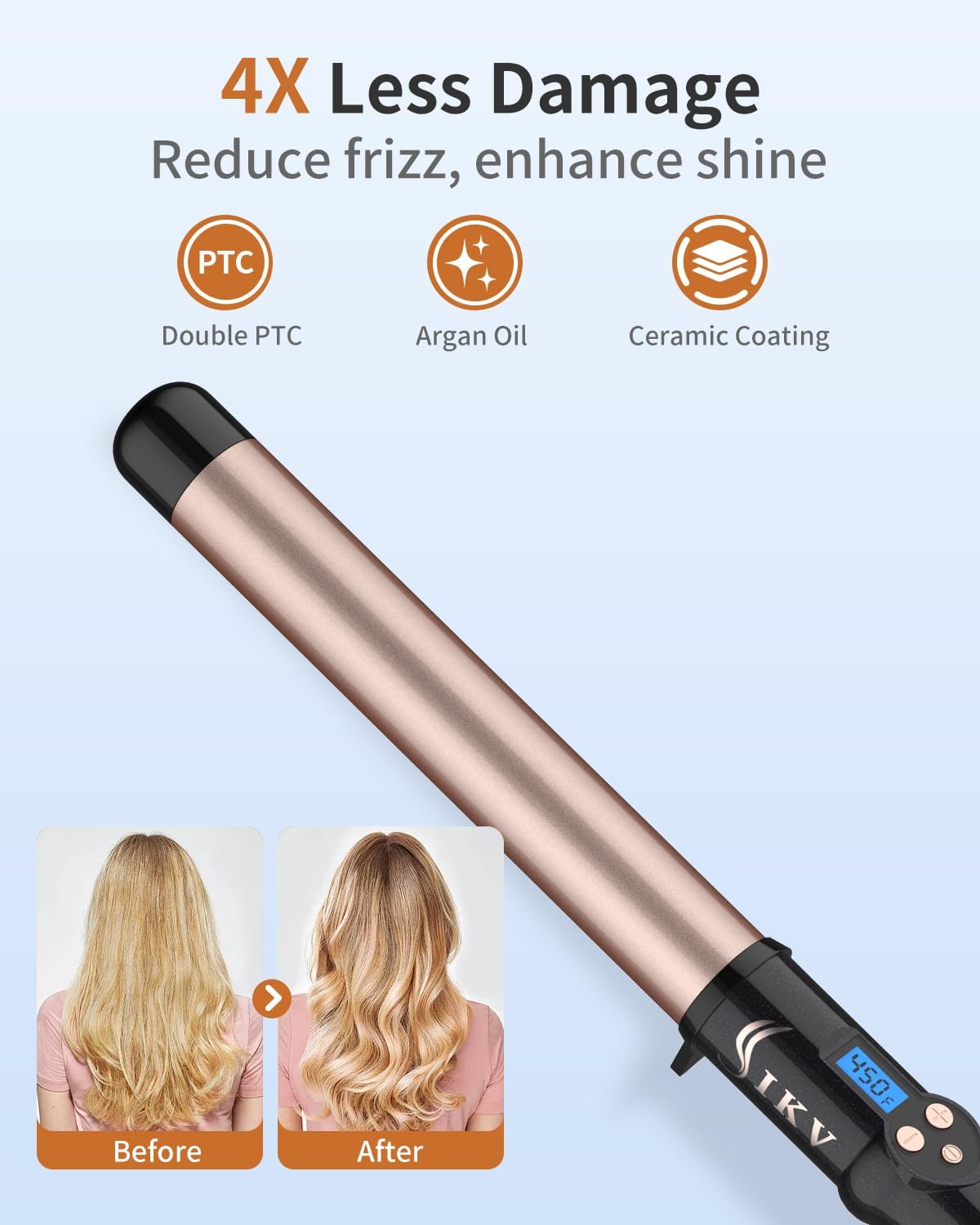 1 1/4 Inch Curling Wand Ceramic Long Barrel,1.25 Inch Curling Wand Iron for Long Hair,Dual Voltage Hair Curling Wand