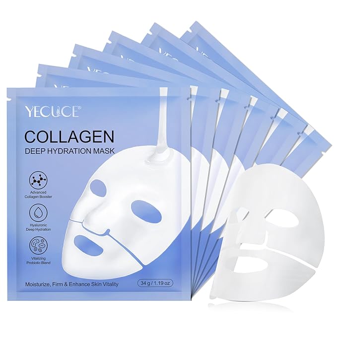Collagen Face Mask, Deep Collagen Mask Overnight, Anti-Wrinkle Lifting Face Masks Skincare, Hydrating Face Masks Overnight Face Mask Collagen Face Mask for Women, Facial Masks for All Skin Types 6PCS