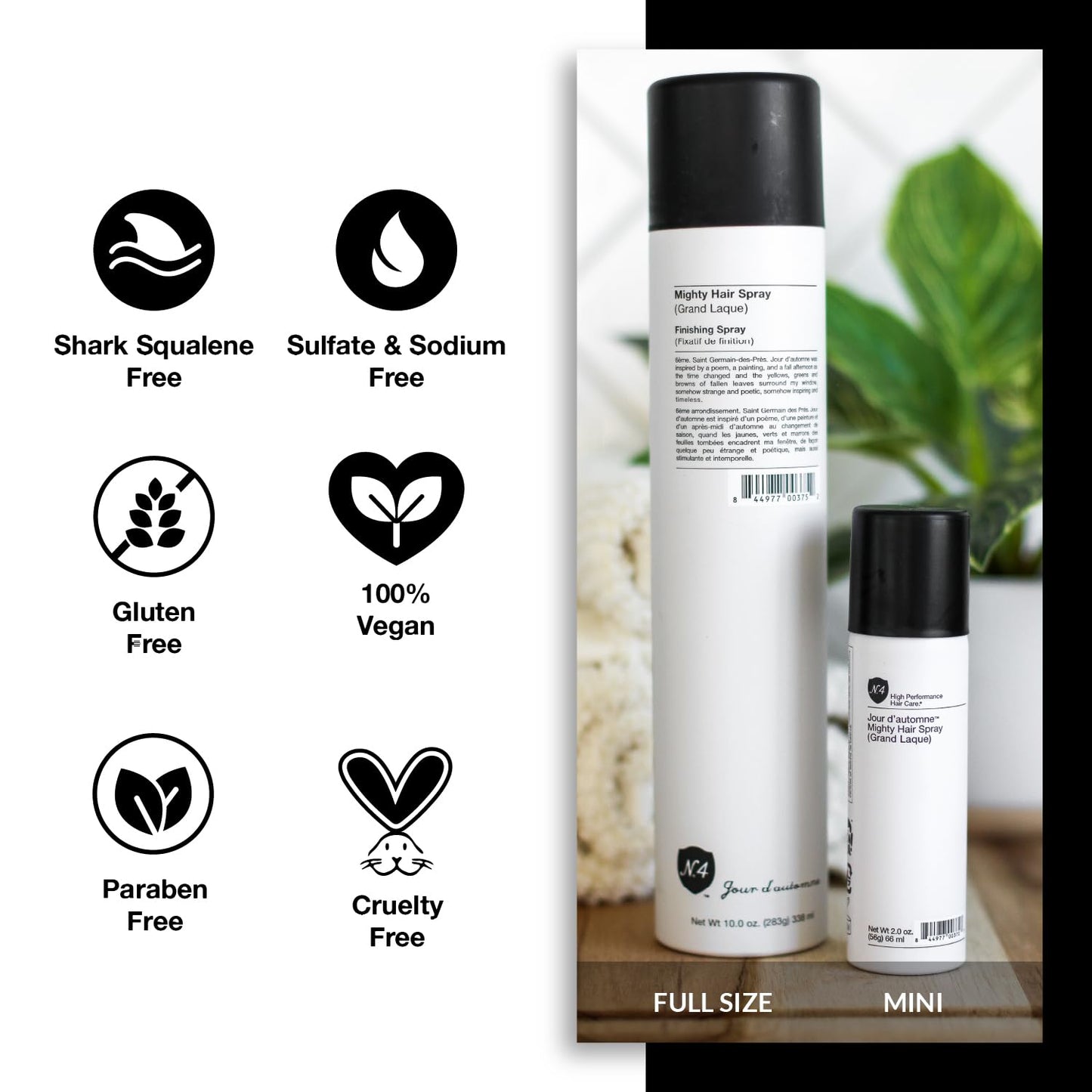 Number 4 Mini Hairspray for Women and Men, Travel-size Strong Hold Hair Spray, 2.0 oz