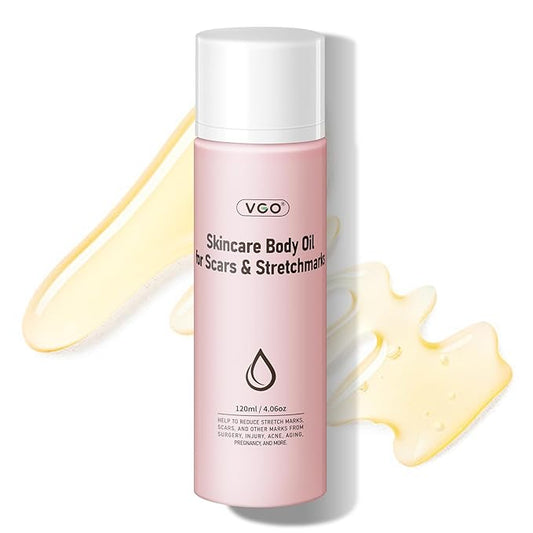 VGO Body Oil with Vitamin E, After Shower Body Oil for Women, Non-Greasy & Fast-Absorbing Lightweight Moisturizer for Scars & Stretch Marks, Hydrating for Dry Sensitive Skin