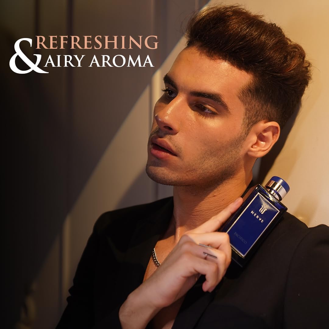 Merve Pacifico Premium Long Lasting Fragrance Luxury Scent For Men | Fruity, Marine, Woody | Perfumes For Men | 3.4 Ounces