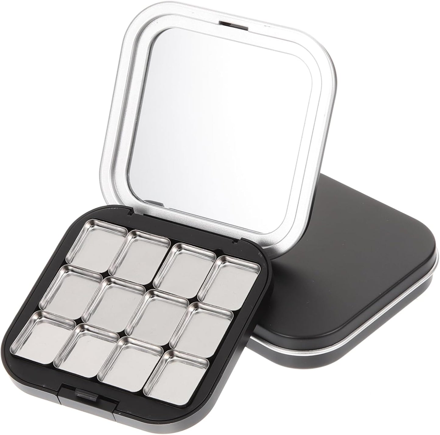 FRCOLOR 2Pcs Empty Magnetic Eyeshadow Makeup Palette DIY Blush Lipstick Contouring Powder Tray with 12 Grids Travel Size Cosmetic Pans Eyeshadow Makeup Containers for Women