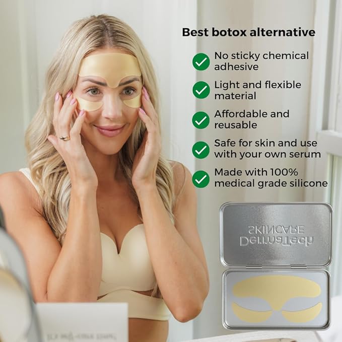 Reusable Silicone Face Patches Set | Eco-Friendly Forehead Wrinkle Patches with Tin Case | 100% Silicone Reusable Facial Patches | Forehead Wrinkles Treatment
