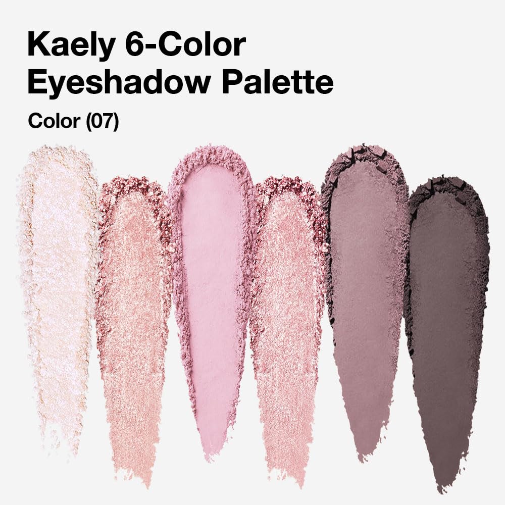 6 Colors Mini Pink Eye Shadow Palette Makeup for Older Women, Neutral Matte Shimmer Eyeshadow Palette Highly Pigmented Waterproof, paleta de sombras de ojos, Vegan & Cruelty-free, 07