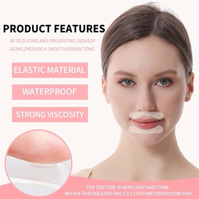 Anti Wrinkle Patches for Lip，Reusable Hydrogel Mouth Tape，Hypoallergenic Silicone Gel Sleep Face Tape，Smooth Fine Lines，Anti-Aging Facial Beauty(lip-5 Pairs)