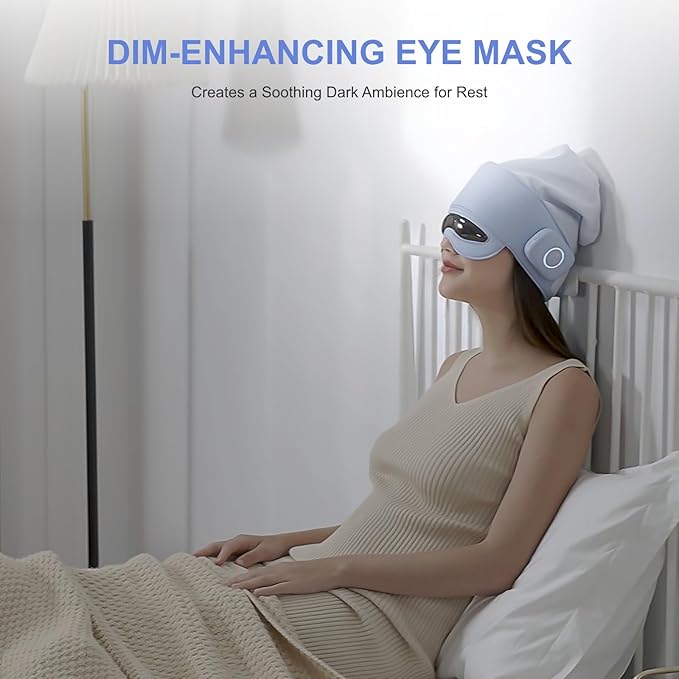Head Massager for Fatigue Relief, Eye Massager with Heat, Head and Eye Massage for Stress Relief, Bluetooth-Capable, Rechargeable, Ideal for Rest & Relaxation,Avoid Walking/Reading While Using