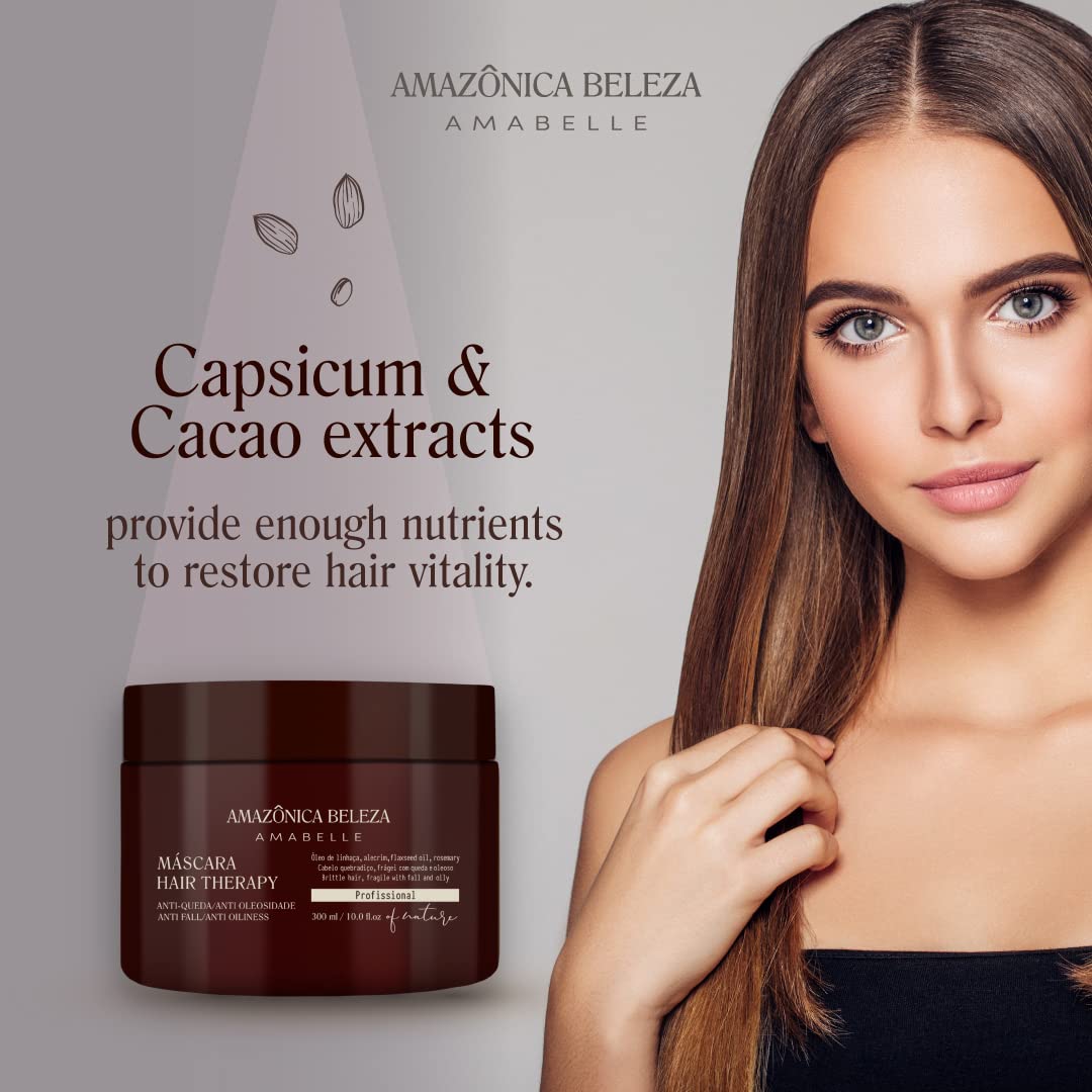 AMAZONICA BELEZA Hair Therapy Hair Mask, Removes Oiliness Hair Loss and Promotes Growth Shampoo, Profesional Anti-Caida y Anti-Oliocidad 10 Oz