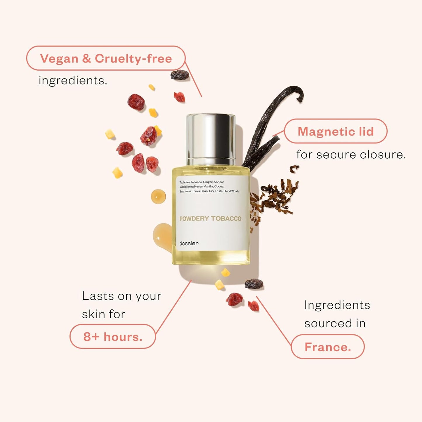 Dossier - Powdery Tobacco -Eau de Parfum - Inspired by T.Ford Tobacco Vanille - Perfume Luxury - Pure Infused - Unisex - Fragrance 1,70z (Spray 50ml)