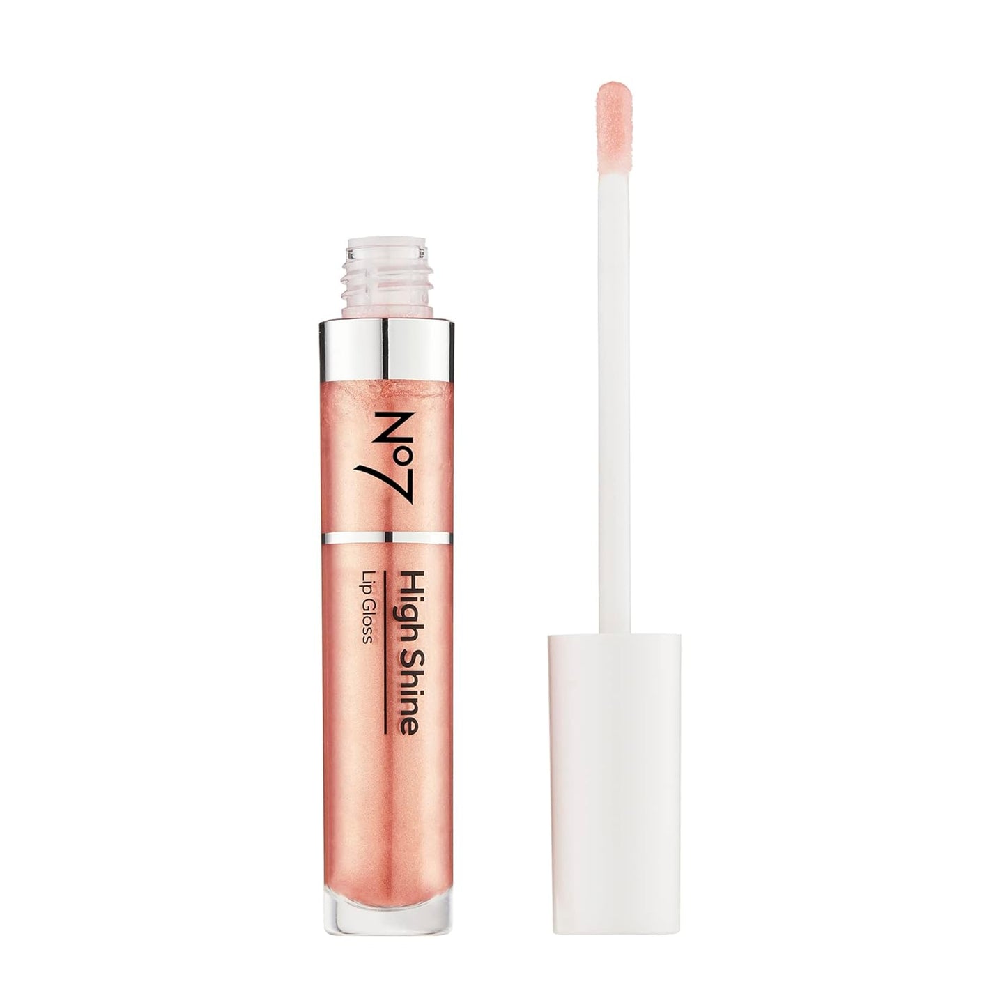 No7 High Shine Lip Gloss - Pink Latte - Moisturizing, High-Shine Lip Gloss with Jojoba Oil for Lips - Hydrating, Longwear Lip Makeup - Non-Sticky Formula (8ml)