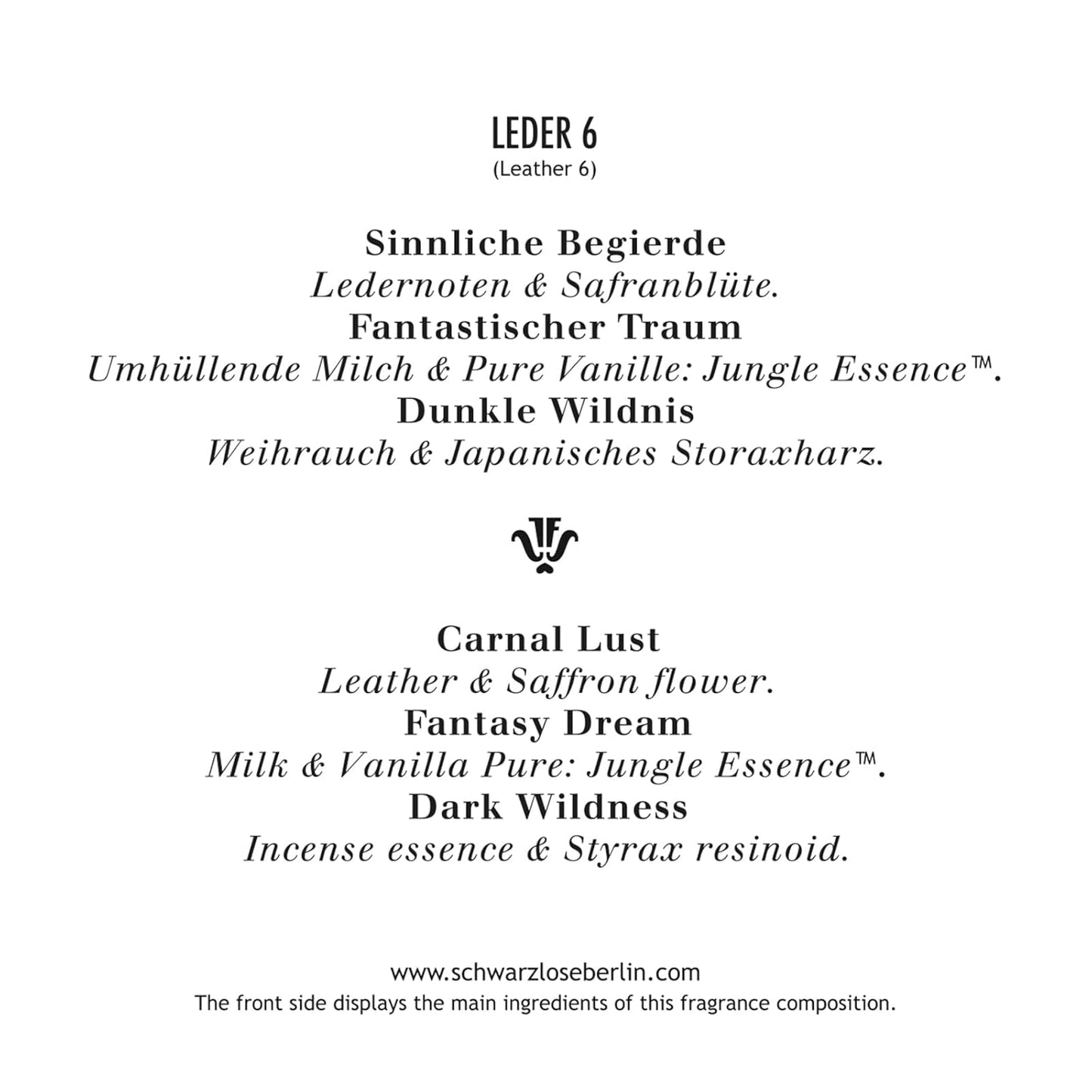 Schwarzlose Leder 6 - Unisex EDP Spray Fragrance - Long Lasting and Captivating Perfume with Bergamot, Lemon, Orange Blossom, and Nutmeg - Body Spray with Incredible and Unique Scent - 3.4 oz