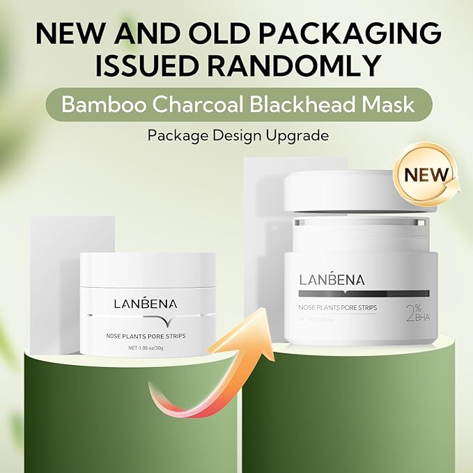 LANBENA 2.0 Blackhead Remover - 60 Pieces Peel Off Mask for Nose & Face, Nose Plants Pore Strips with Salicylic Acid, Blackhead Removal Kit 1.05oz