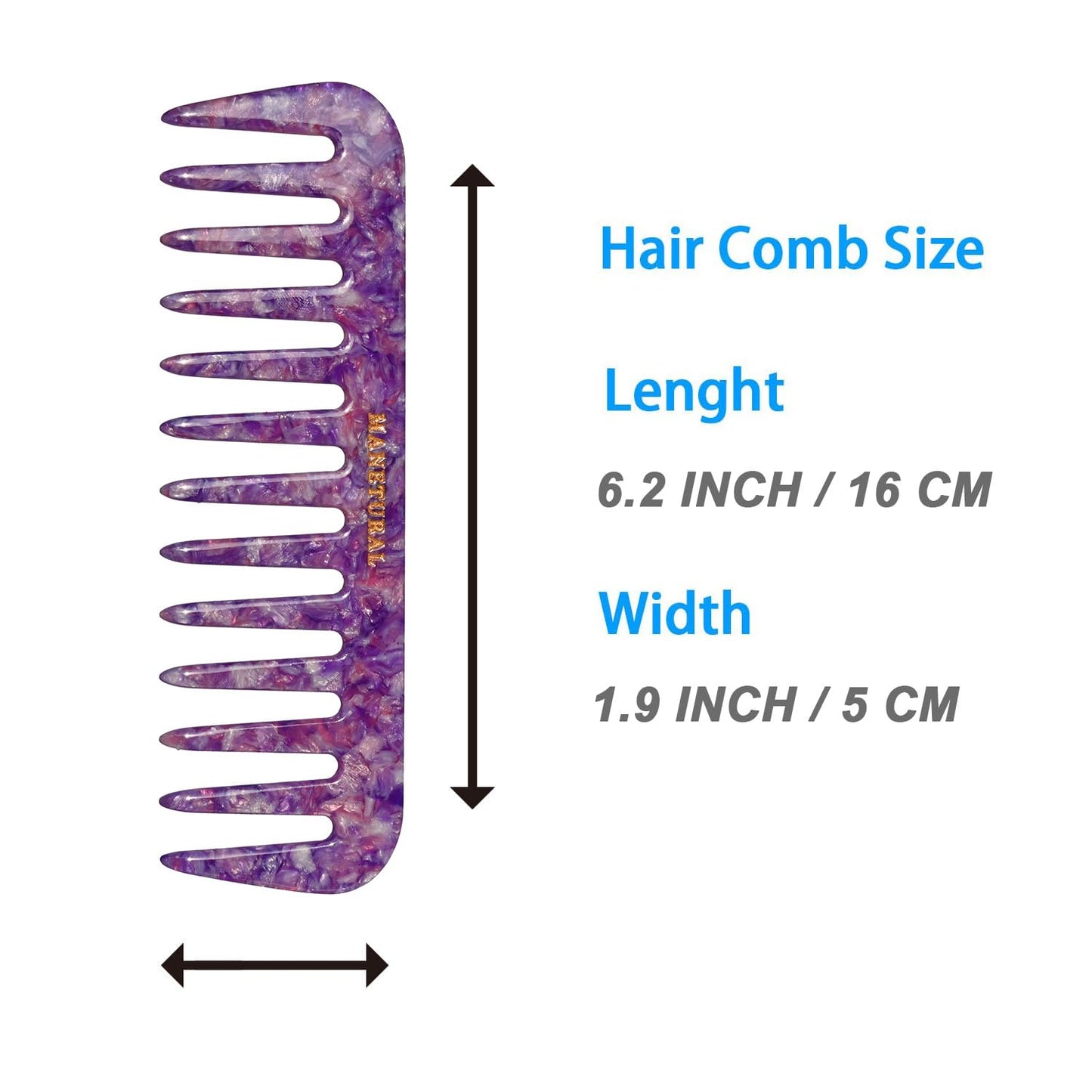 S1 Elegant Wide-Tooth Comb – Lightweight, Travel-Friendly, and Stylish Design for Tangle-Free Hair (Shiny purple)