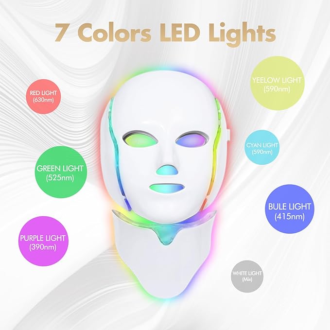 Red Light Therapy for Face, Led Face Mask Light Therapy, 7-1 Colors LED Facial Skin Care Mask