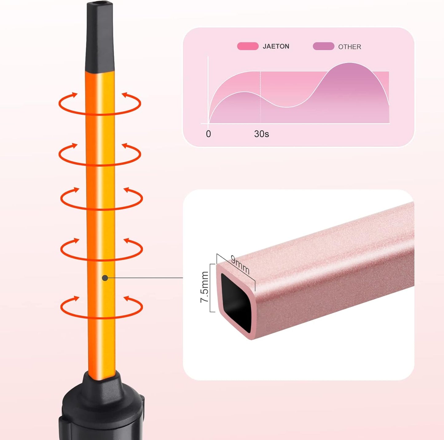 Small Curling Iron 3/8 Inch, 9mm Thin Hair Curling Wand for Short and Long Hair, Professional Ceramic Hair Curler Wand, Include Heat Resistant Glove