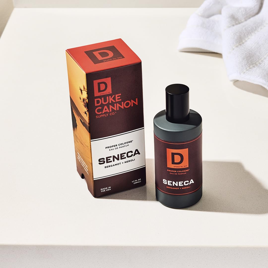 Duke Cannon Proper Cologne Seneca | Men's Eau de Parfum | Bergamot and Neroli | Fresh, Clean, Long-Lasting Scent | 1.7 fl oz