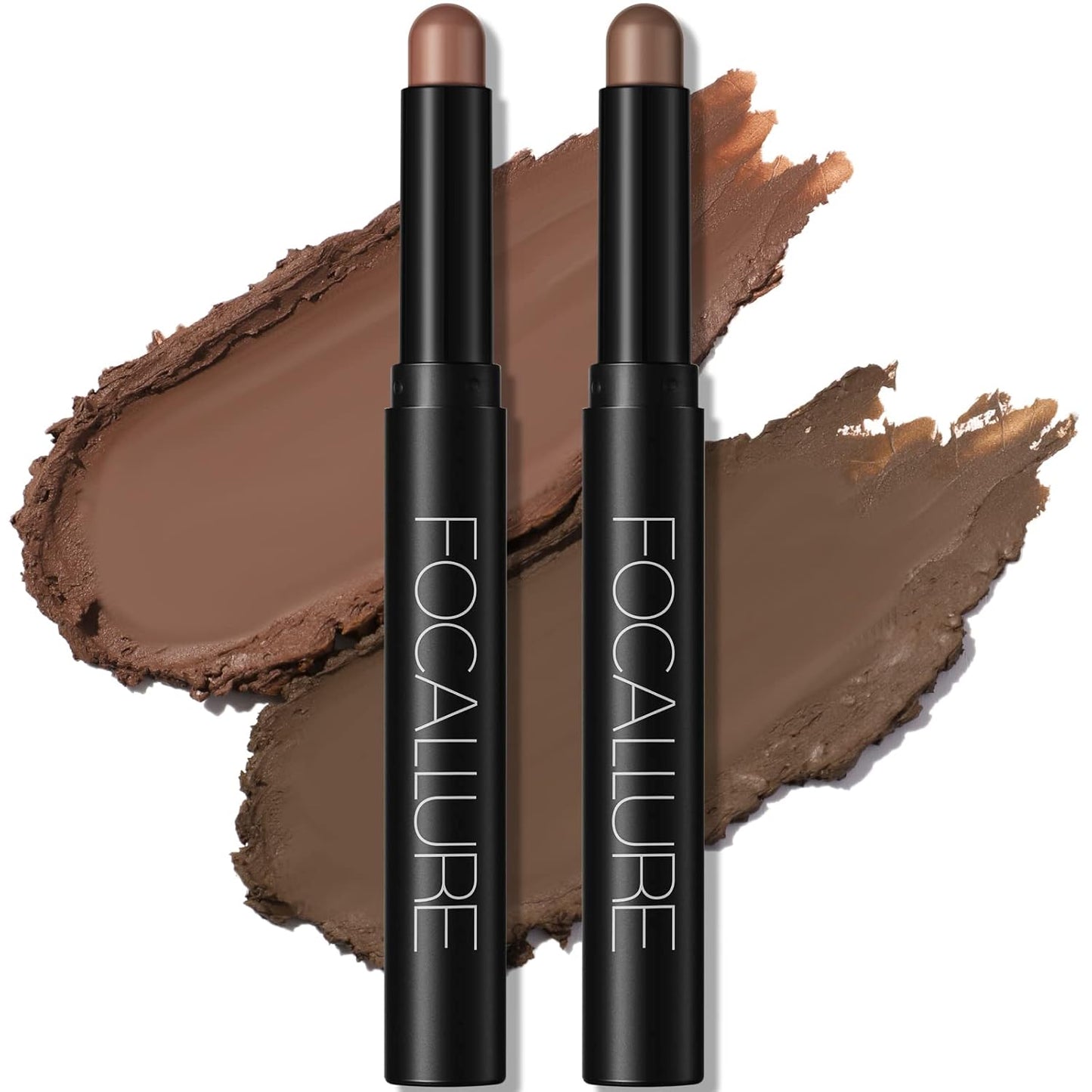 FOCALLURE 2 Pcs Cream Eyeshadow Stick,Brightener Eyeshadow Pencil Crayon,Highlighter Eye Shadow Stick Sets with Crease-proof Formula,Long Lasting Waterproof Eye Shadow Make Up,Rich Rum