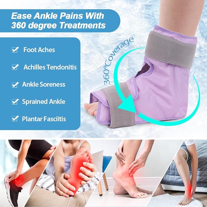 NEWGO Bundle of Cooling Eye Mask and Foot Ice Pack Purple