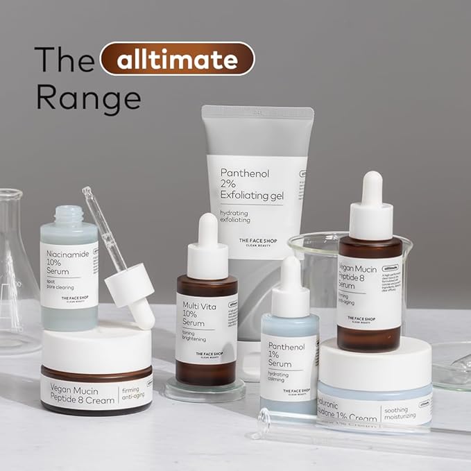 The Face Shop 8 Peptide Serum, Vegan Mucin for Hydrating & Firming, Anti Aging Serum for All Skin Types, Korean Skin Care, 30ml/1.01 fl. oz