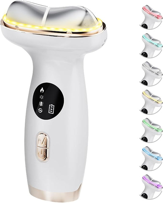 Electric Gua Sha Facial Tool 7 in 1 Hot & Cold Face and Neck LED Beauty Massager, Vibration Pulse Mode for Skin Care, Lymphatic Drainage Anti-Aging & Wrinkles Face Lift Device Gift for Mom