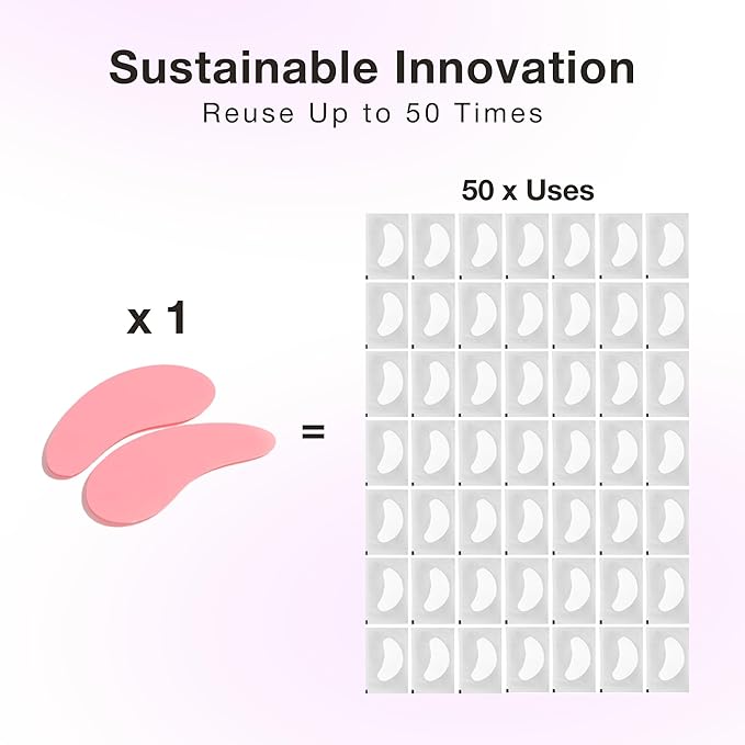 Curacoro Reusable Eye Pads, Silicone Under Eye Patches Lash Lift Cover Eyelash Extension | Soft Pads for Sensitive Skin during Eyelash Perm Lamination & Lash Extensions Remover (Pink, Style 2)