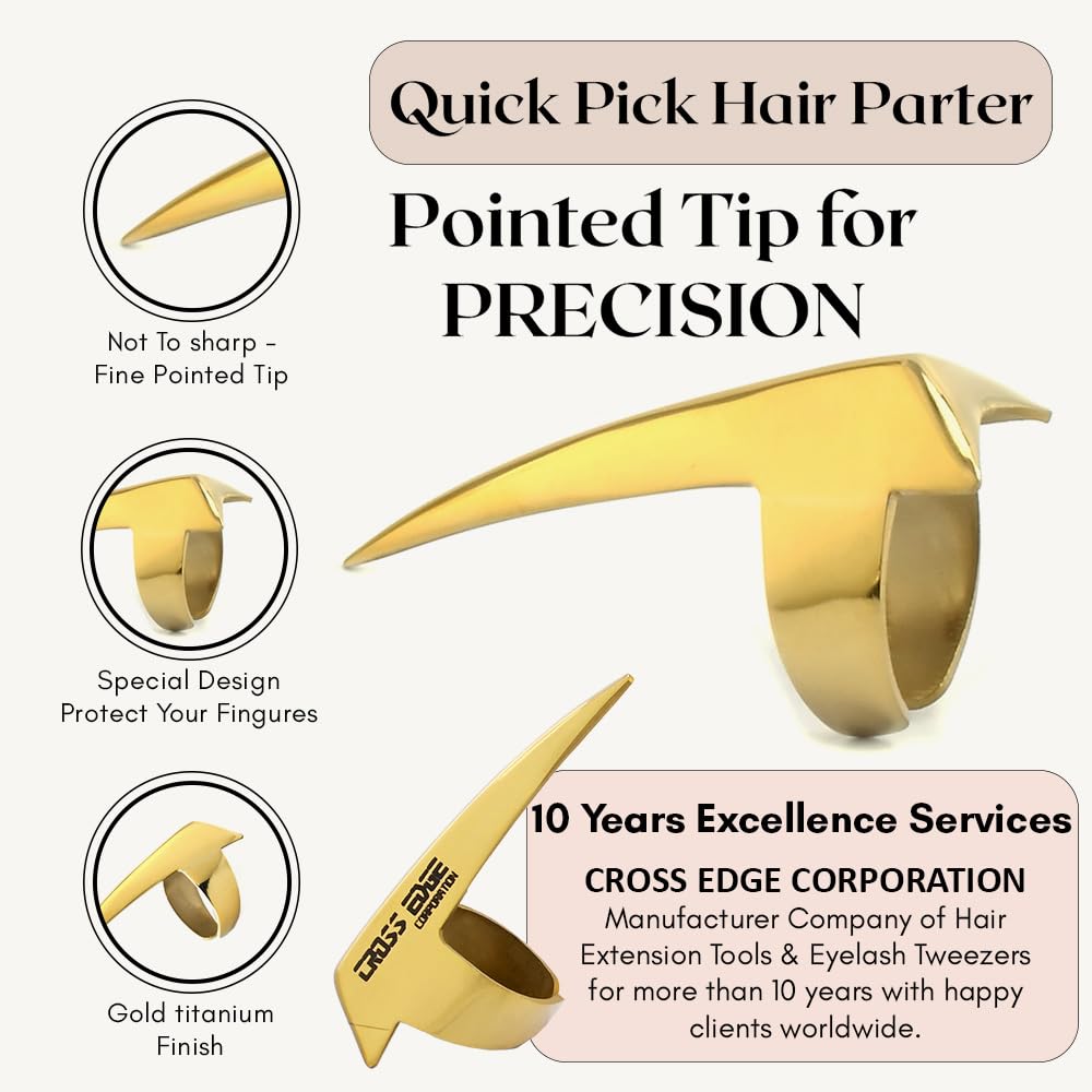 Quick Braid Aid Finger Parting Tool & Sectioning Rings Set- Stainless Steel Stitch Braiding Tools for Durable Dreadlocks Wig & Installation of Human Hair Extensions Beader Tool (2pcs Set)