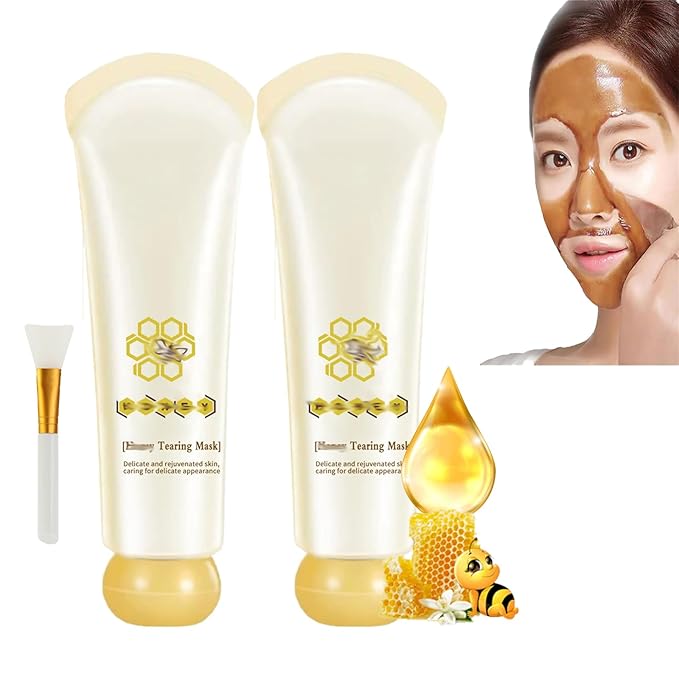 Glowtulip Honey Tearing Mask, Blackhead Control Honey Peel Mask for Face,Face Deep Cleasing & Moisturizing Mask,For All Skin (2PC)