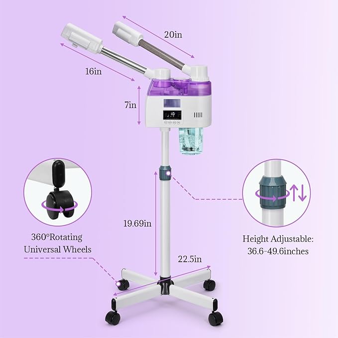 Professional 2 in 1 Facial Steamer, Esthetician Steamer with Hot & Cold Mist, Face Steamer for Facial Deep Cleaning, Facial Steamer for Home Beauty Salon Spa