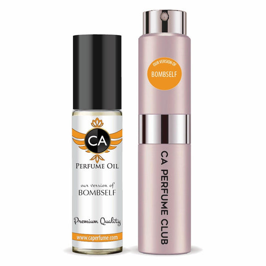 CA Perfume Duo Impression of Bombself For Women Perfume Layering Set Long Lasting Travel Size EDP + Body Oil Roll-On Bottle 0.27 Fl Oz+0.33 Fl Oz