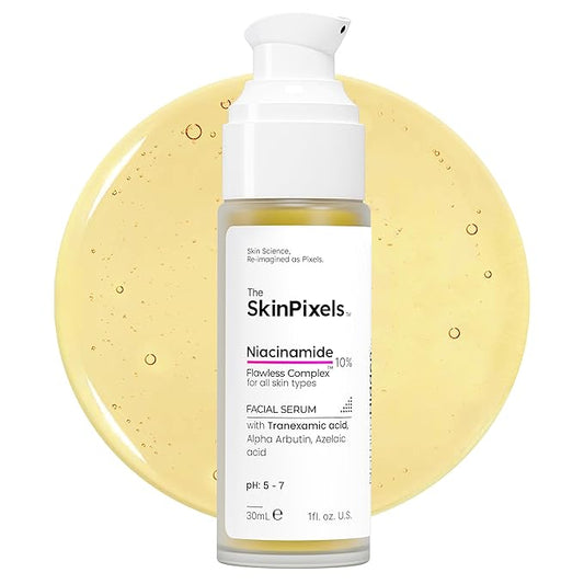 The SkinPixels 10% Niacinamide Brightening & Glow Face Serum – Reduces Dark Spots, Acne, Fine Lines & Wrinkles, Pore Minimizer, Anti-Aging with Tranexamic Acid, Alpha Arbutin & Hyaluronic Acid, 30ml