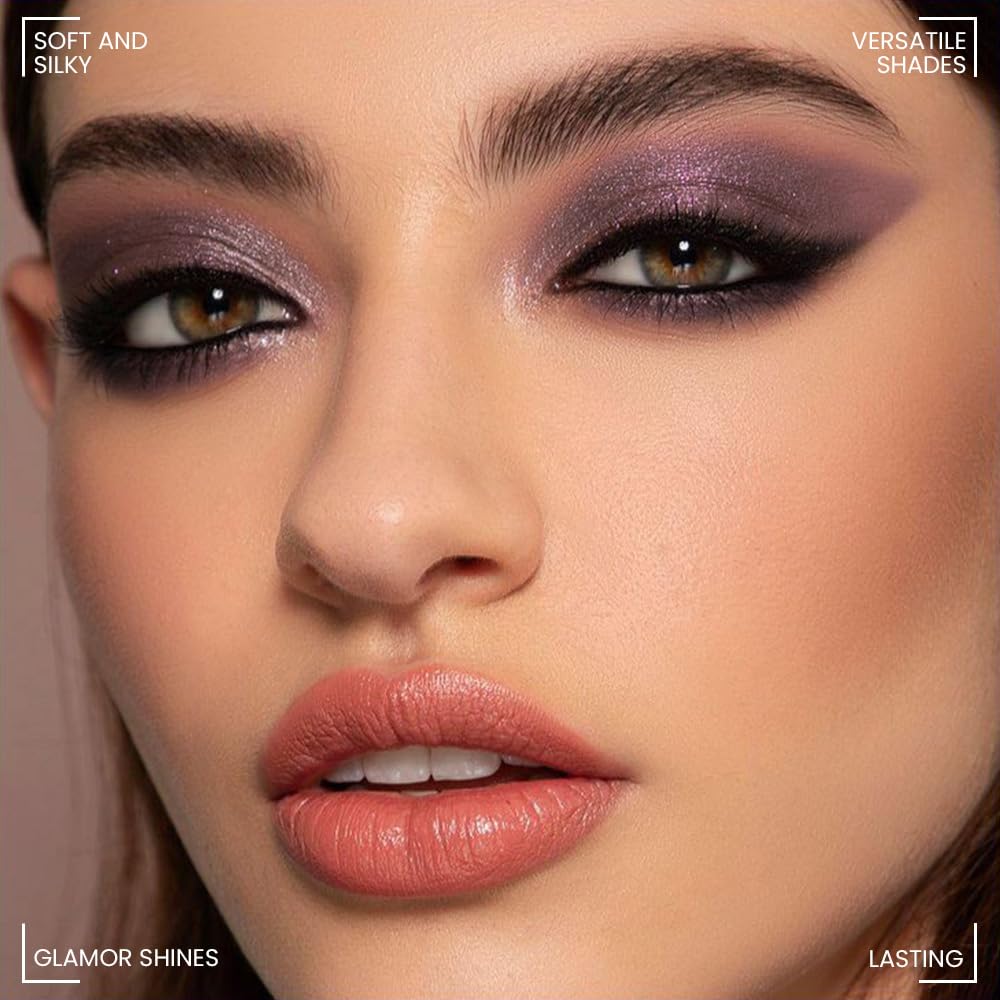 Seven Color Matte Shimmer Eyeshadow, 7 Gray Nude Champagne Gold & Purple Rose Gold Yellow Series Pressed Powder Eyeshadow, Daily Silky Makeup Eyeshadow Palette,Easy to Carry,Vegan & Cruelty-Free, 25#