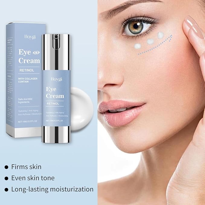 Retinol Eye Cream for Dark Circles & Wrinkles - Advanced Night Repair Treatment with Hyaluronic Acid & Vitamin E | Reduces Puffiness, Fine Lines & Eye Bags | Dermatologist Tested (15ml)