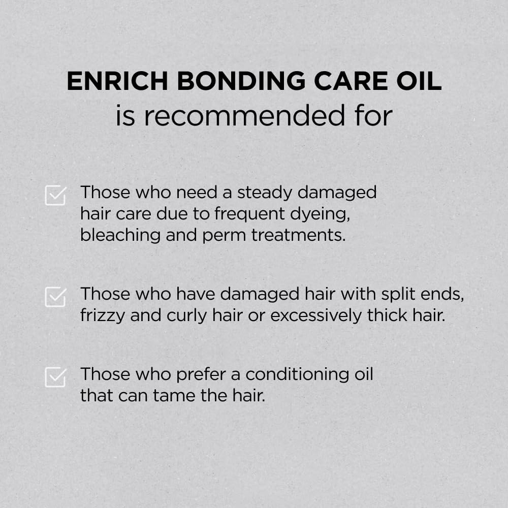 AYUNCHE Enrich Bonding Oil 3.3 fl oz – Helps Repair Bonds, 455°F Heat Protection, Anti-Frizz, Split-End Care & Shine Treatment for Dry, Frizzy & Damaged Hair