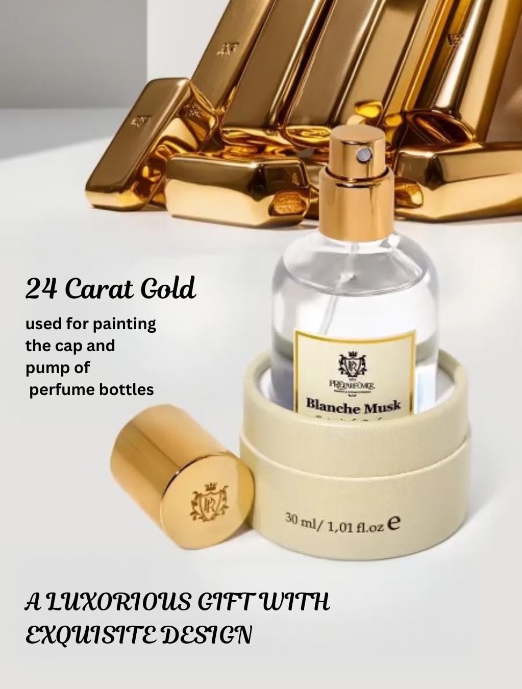 PREparfume From France Blanche Musk for Women 30ml – Fresh Floral Aldehyde Scent From France – Luxury Fragrance with Aldehydes, Rose – Long Lasting Perfume With Tea Leaves Notes