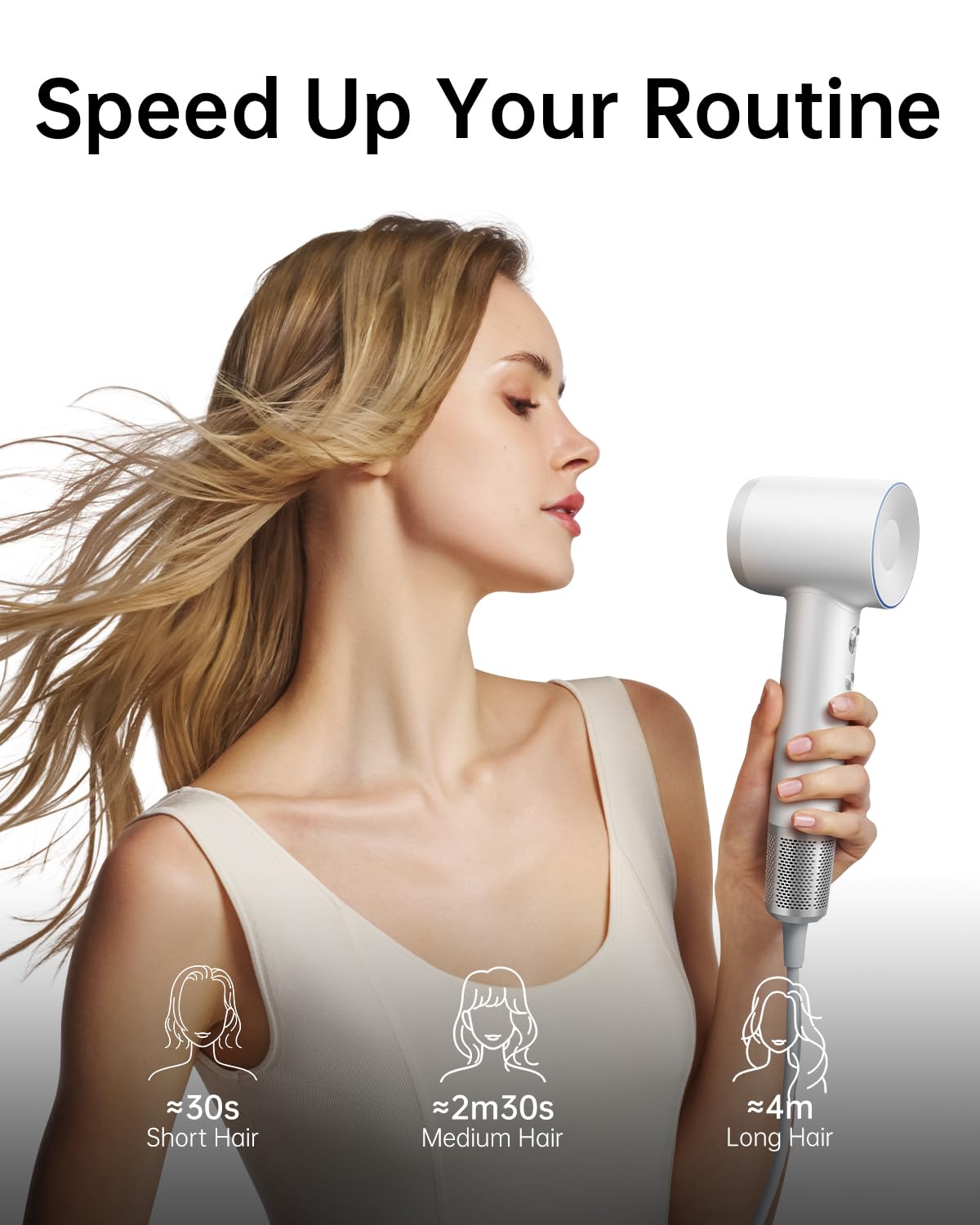 Laifen Swift Special Hair Dryer, High Speed 200M Ionic Blow Dryer with 110, 000 RPM Brushless Motor for Fast Drying, Low Noise, Hairdryer with Magnetic Nozzles