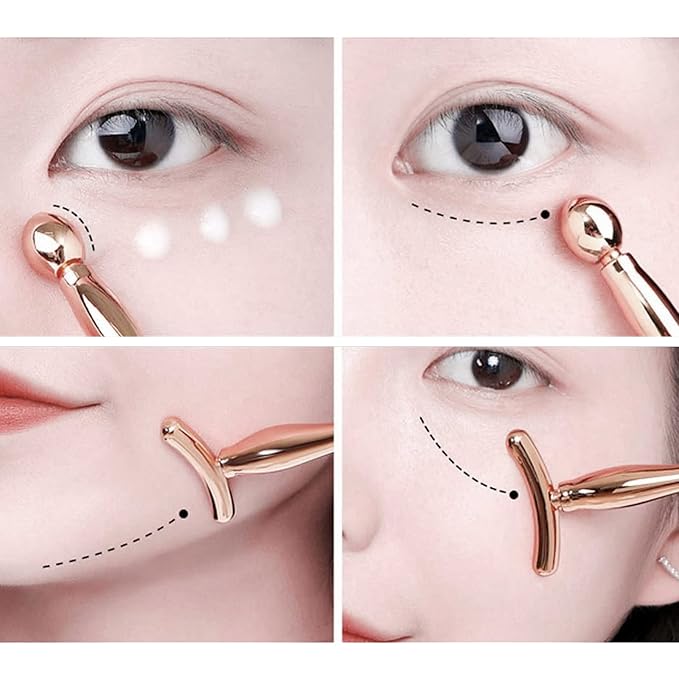 2PCS Metal Eye Cream Applicator Wand Stick, Massager Skin Care Tools, Face Roller Massager Tool,Eye Massage Wand Stick Girls Women Facial Massager for Reducing Puffiness Wrinkle