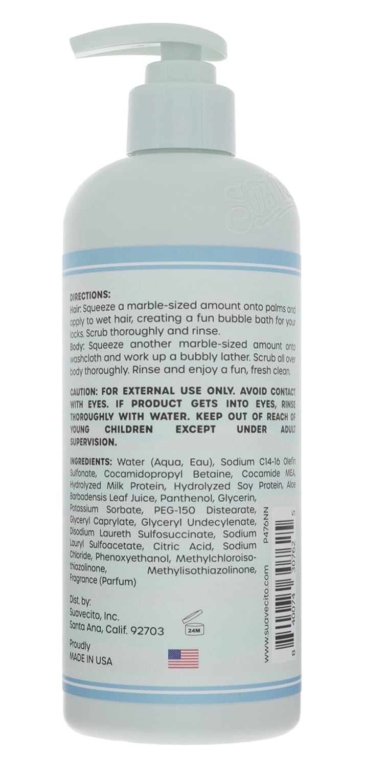 Suavecito Kid's 3-in-1 Shampoo, Conditioner, & Body Wash Milk & Honey Scent 16 oz Pump Bottle - Clinically Tested Cruelty Free Formula Free of Sulfate, Parabens, & Phthalates Ensuring No Tears