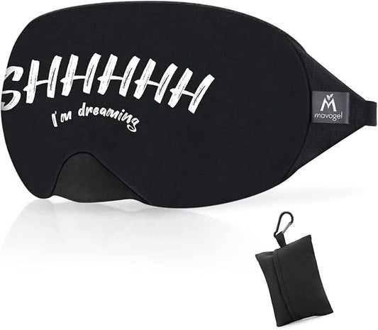 Mavogel Cotton Sleep Mask - Sleep Eye Mask for Women Men, Light Blocking Night Eyemask, Super Soft and Comfortable Eye Covers for Sleeping Yoga Nap Meditation, Includes Travel Pouch (Dreaming Style)