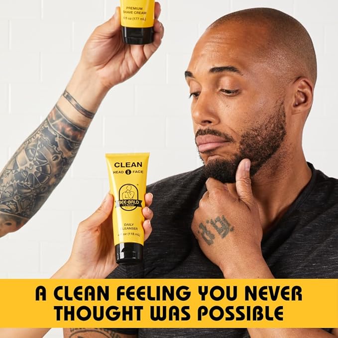 Bee Bald CLEAN Daily Head & Face Cleanser, Refreshes and Thoroughly Washes, Premium Bald Head Care for Men and Women, 4 fl Oz