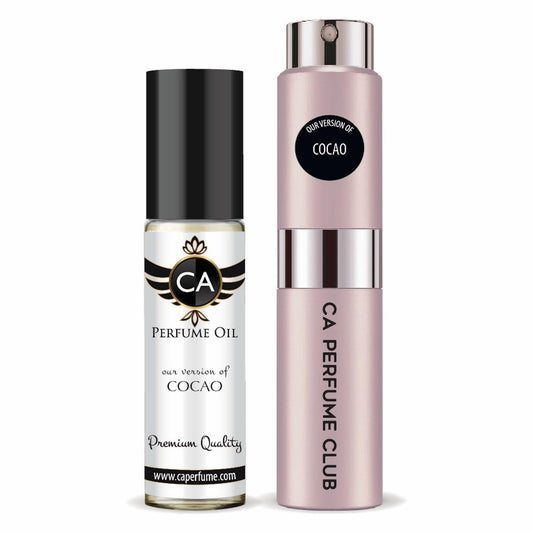 CA Perfume Duo Impression of Cocao For Women Perfume Layering Set Long Lasting Travel Size EDP + Body Oil Roll-On Bottle 0.27 Fl Oz+0.33 Fl Oz