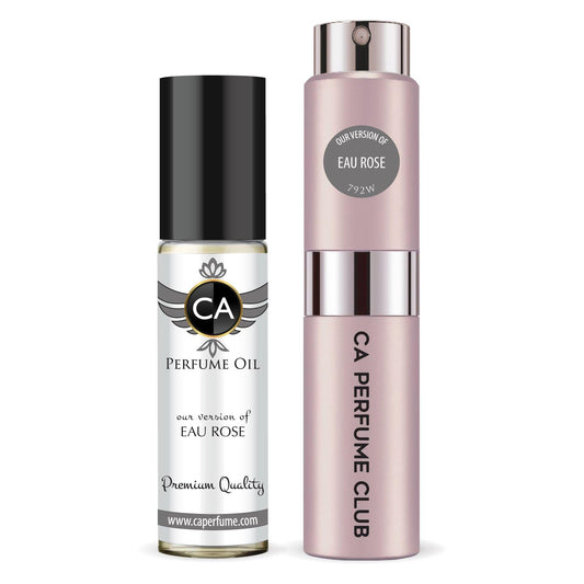 CA Perfume Duo Impression of Eau Rose For Women Perfume Layering Set Long Lasting Travel Size EDP + Body Oil Roll-On Bottle 0.27 Fl Oz+0.33 Fl Oz