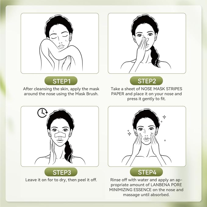 LANBENA 2.0 Blackhead Remover - 60 Pieces Peel Off Mask for Nose & Face, Nose Plants Pore Strips with Salicylic Acid, Blackhead Removal Kit 1.05oz