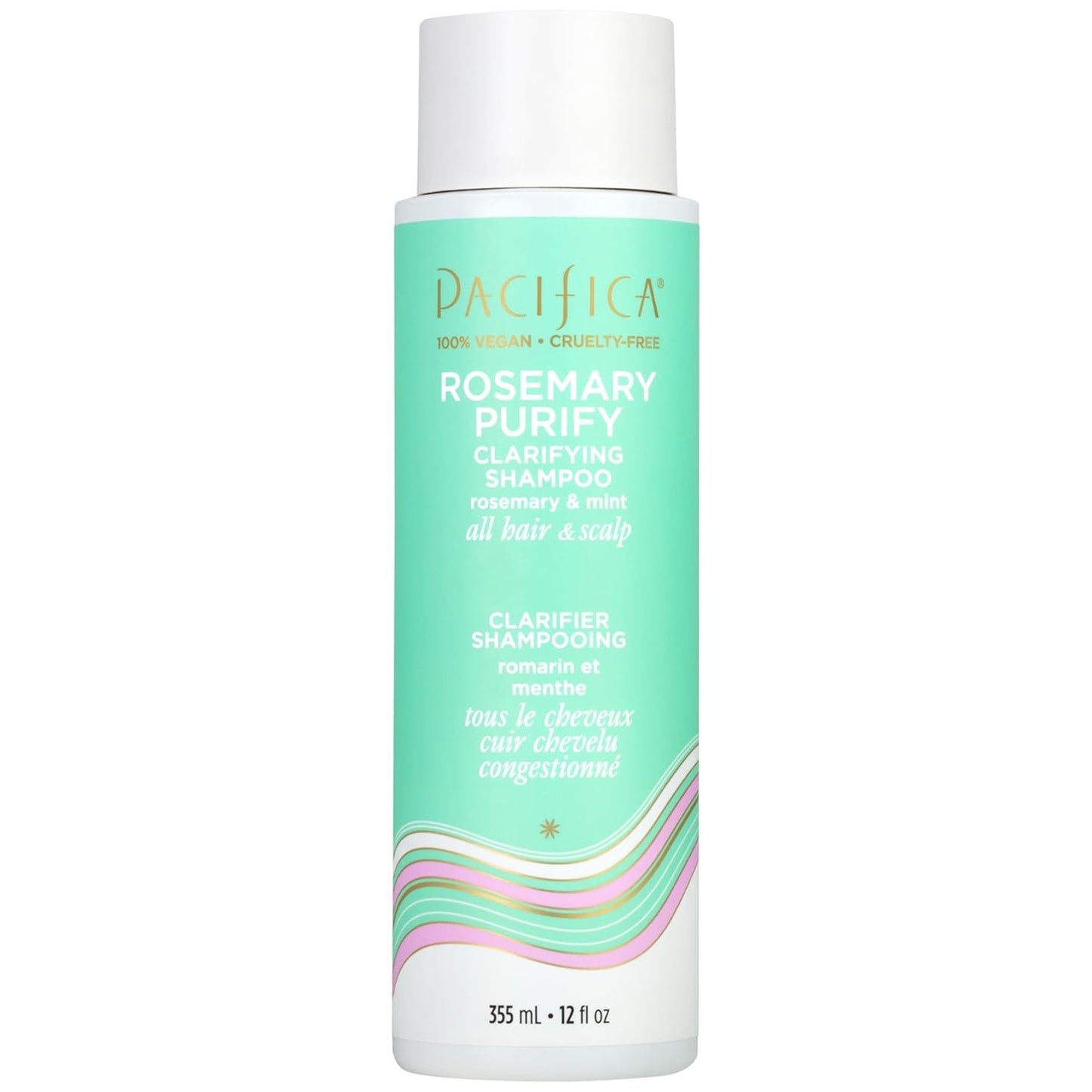 Pacifica Clarifying Shampoo – Rosemary Purify Invigorating Shampoo w/Soothing Mint for Detoxing Hair & Scalp Build-Up, Sulfate & Silicone Free - Vegan & Cruelty-Free Dermatologist Tested