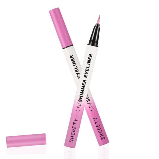 Metallic Neon Liquid Eyeliner, Glitter Neon Colored Eyeliners Pen, High Pigmented, Waterproof Smudge-Proof and Long-Lasting Metallic Eye Makeup for Halloween Christmas,Shimmer Purple