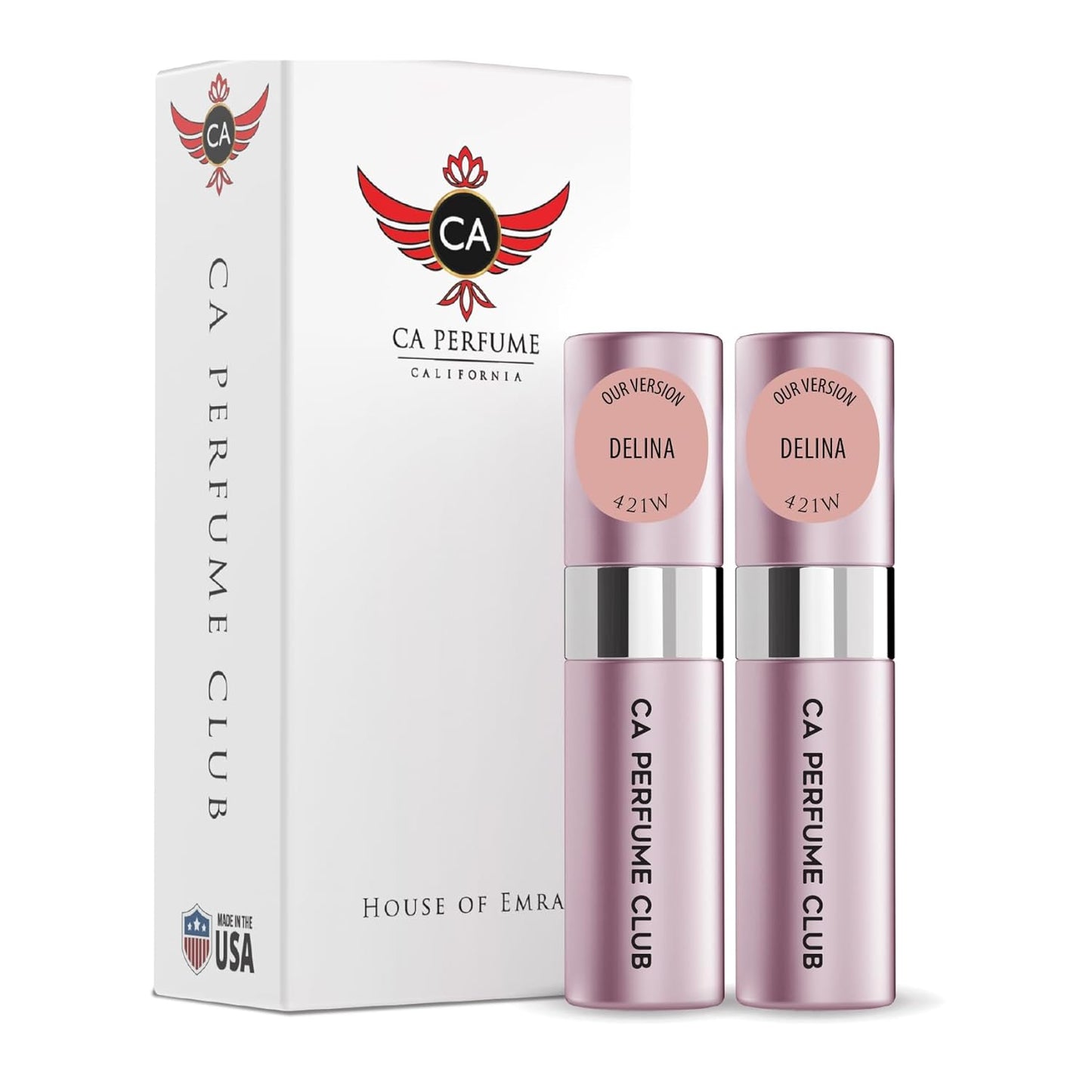 CA Perfume Impression of Delina For Women Replica Version Fragrance Dupes Concentrated Long Lasting Eau de Parfum Spray Refillable Atomizer Bottle 0.27 Fl Oz-X2