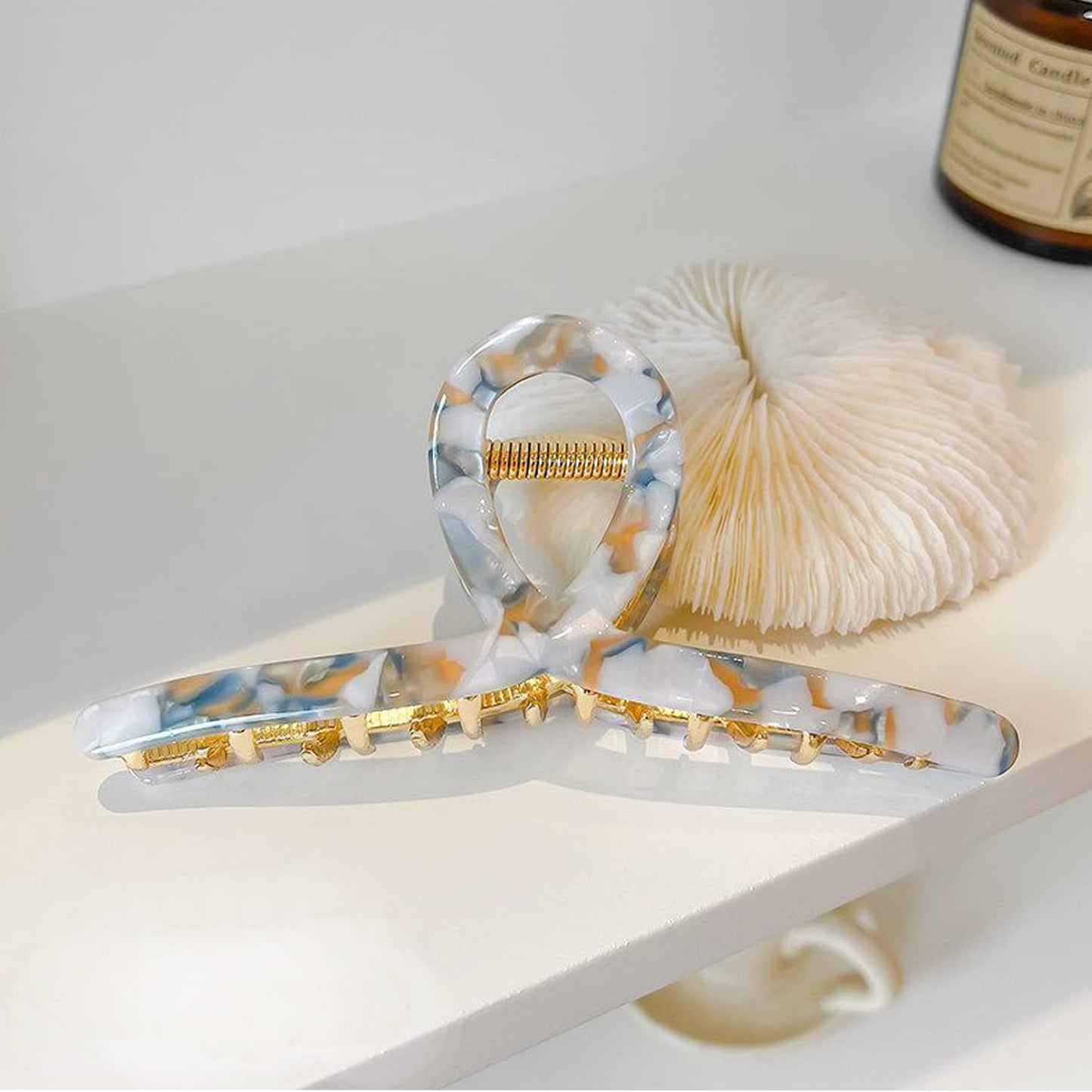 Metal Butterfly Hair Claws and Clamps for Women - Strong Hold Large Acetate Accessories for Long Thick Hair (1 Pc, Mixed Blue, 4.7")