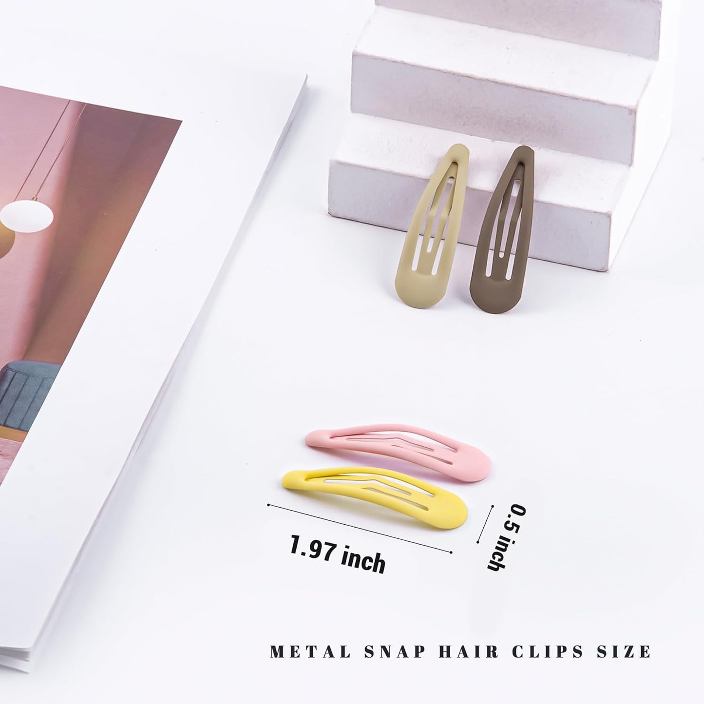 Small Hair Barrettes For Women No Slip Metal Snap Clips For Thin And Fine Hair,Matte Multi-colored,20 PCS,1.97 x 0.5 Inch.