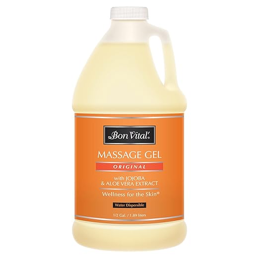 Bon Vital' Original Massage Gel for a Versatile Massage Foundation to Relax Sore Muscles & Repair Dry Skin, For Massage Therapists Who Want Superior Glide & Gentle Friction for Clients, 1/2 Gal Bottle