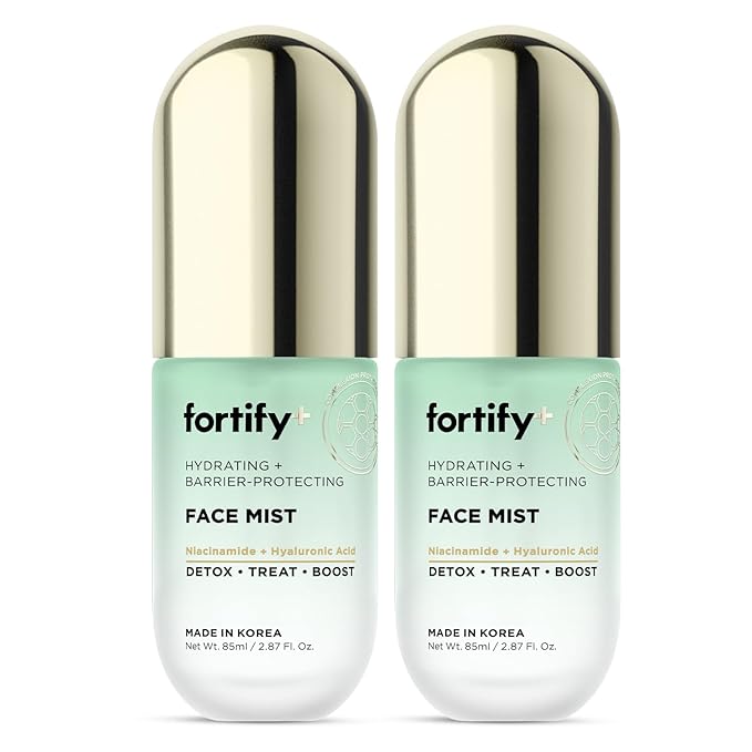 Fortify 9-in-1 Hydrating Face Mist with Hyaluronic Acid & Aloe - Dermatologist Tested, Anti-Aging, Fragrance-Free, Cruelty-Free - For All Skin Types - Made in Korea - 85ML/2.87Oz - 2 Pack